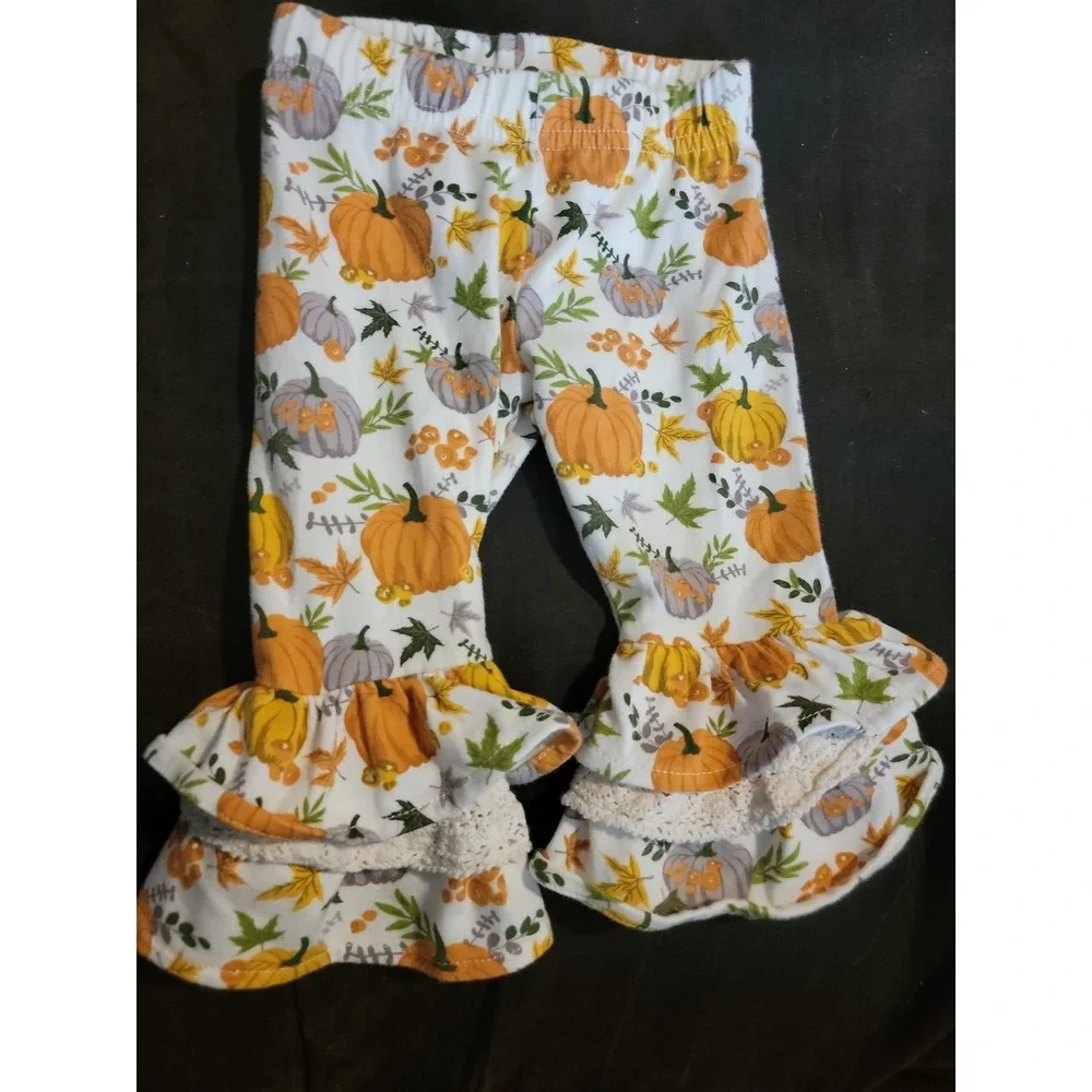 Rare editions fall Halloween pumpkin ruffle leggings outfit size 6 months